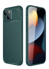Mey İthalat®  iPhone 14 Kılıf Auto Focus Karbon Kapak - Koyu Yeşil