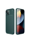 Mey İthalat®  iPhone 14 Kılıf Auto Focus Karbon Kapak - Koyu Yeşil