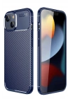Mey İthalat®  iPhone 14 Kılıf Auto Focus Karbon Kapak - Lacivert