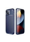 Mey İthalat®  iPhone 14 Kılıf Auto Focus Karbon Kapak - Lacivert