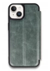 Mey İthalat®   iPhone 14 Kılıf Flip Cover - Koyu Yeşil