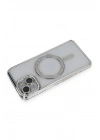 Mey İthalat®  iPhone 14 Kılıf Joke Simli Magneticsafe Kılıf - Gümüş