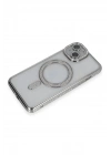 Mey İthalat®  iPhone 14 Kılıf Joke Simli Magneticsafe Kılıf - Gümüş