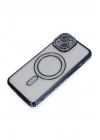 Mey İthalat®  iPhone 14 Kılıf Joke Simli Magneticsafe Kılıf - Lacivert
