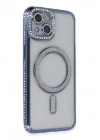 Mey İthalat®  iPhone 14 Kılıf Joke Simli Magneticsafe Kılıf - Mavi