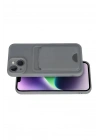 Mey İthalat®  iPhone 14 Kılıf Kelvin Kartvizitli Silikon - Gri