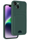 Mey İthalat®  iPhone 14 Kılıf Kelvin Kartvizitli Silikon - Koyu Yeşil