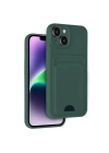 Mey İthalat®  iPhone 14 Kılıf Kelvin Kartvizitli Silikon - Koyu Yeşil