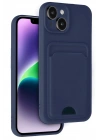 Mey İthalat®  iPhone 14 Kılıf Kelvin Kartvizitli Silikon - Lacivert