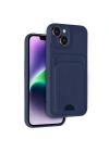 Mey İthalat®  iPhone 14 Kılıf Kelvin Kartvizitli Silikon - Lacivert