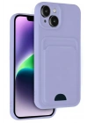 Mey İthalat®  iPhone 14 Kılıf Kelvin Kartvizitli Silikon - Lila