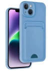 Mey İthalat®  iPhone 14 Kılıf Kelvin Kartvizitli Silikon - Mavi