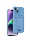 Mey İthalat®  iPhone 14 Kılıf Kelvin Kartvizitli Silikon - Mavi