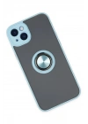 Mey İthalat®  iPhone 14 Kılıf Montreal Yüzüklü Silikon Kapak - Buz Mavi
