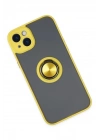 Mey İthalat®  iPhone 14 Kılıf Montreal Yüzüklü Silikon Kapak - Sarı