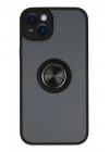 Mey İthalat®  iPhone 14 Kılıf Montreal Yüzüklü Silikon Kapak - Siyah