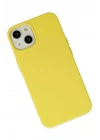 Mey İthalat®  iPhone 14 Kılıf Nano içi Kadife Silikon - Sarı