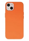Mey İthalat®   iPhone 14 Kılıf Nano içi Kadife Silikon - Turuncu