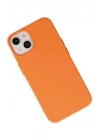 Mey İthalat®   iPhone 14 Kılıf Nano içi Kadife Silikon - Turuncu