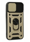 Mey İthalat®  iPhone 14 Kılıf Pars Lens Yüzüklü Silikon - Gold