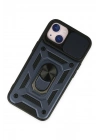 Mey İthalat®  iPhone 14 Kılıf Pars Lens Yüzüklü Silikon - Lacivert
