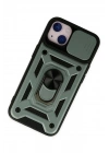 Mey İthalat®  iPhone 14 Kılıf Pars Lens Yüzüklü Silikon - Yeşil