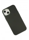 Mey İthalat®  iPhone 14 Plus Kılıf Asya Deri Silikon - Koyu Yeşil