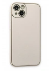 Mey İthalat®  iPhone 14 Plus Kılıf Coco Deri Silikon Kapak - Beyaz