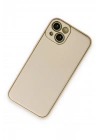 Mey İthalat®  iPhone 14 Plus Kılıf Coco Deri Silikon Kapak - Gold