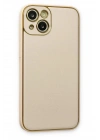 Mey İthalat®  iPhone 14 Plus Kılıf Coco Deri Silikon Kapak - Gold