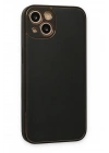 Mey İthalat®  iPhone 14 Plus Kılıf Coco Deri Silikon Kapak - Siyah