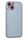 Mey İthalat®  iPhone 14 Plus Kılıf Coco Deri Silikon Kapak - Sky Blue