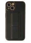 Mey İthalat®  iPhone 14 Plus Kılıf Coco Deri Standlı Kapak - Siyah