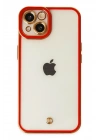 Mey İthalat®  iPhone 14 Plus Kılıf Liva Lens Silikon - Kırmızı