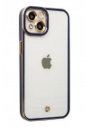 Mey İthalat®  iPhone 14 Plus Kılıf Liva Lens Silikon - Mavi