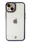 Mey İthalat®  iPhone 14 Plus Kılıf Liva Lens Silikon - Mavi
