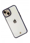 Mey İthalat®  iPhone 14 Plus Kılıf Liva Lens Silikon - Mavi