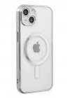 Mey İthalat®  iPhone 14 Plus Kılıf Magneticsafe Lazer Silikon - Gümüş