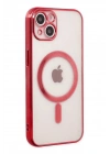 Mey İthalat®  iPhone 14 Plus Kılıf Magneticsafe Lazer Silikon - Kırmızı