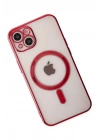 Mey İthalat®  iPhone 14 Plus Kılıf Magneticsafe Lazer Silikon - Kırmızı