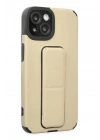 Mey İthalat®  iPhone 14 Plus Kılıf Mega Standlı Silikon - Gold