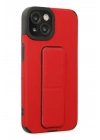 Mey İthalat®  iPhone 14 Plus Kılıf Mega Standlı Silikon - Kırmızı