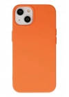 Mey İthalat®  iPhone 14 Plus Kılıf Nano içi Kadife Silikon - Turuncu