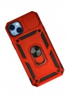 Mey İthalat®  iPhone 14 Plus Kılıf Pars Lens Yüzüklü Silikon - Kırmızı