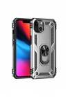 Mey İthalat®  iPhone 14 Plus Kılıf Sofya Yüzüklü Silikon Kapak - Gümüş