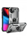 Mey İthalat®  iPhone 14 Plus Kılıf Sofya Yüzüklü Silikon Kapak - Gümüş