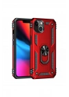 Mey İthalat®  iPhone 14 Plus Kılıf Sofya Yüzüklü Silikon Kapak - Kırmızı