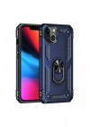 Mey İthalat®  iPhone 14 Plus Kılıf Sofya Yüzüklü Silikon Kapak - Lacivert
