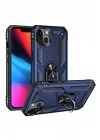 Mey İthalat®  iPhone 14 Plus Kılıf Sofya Yüzüklü Silikon Kapak - Lacivert
