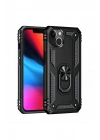 Mey İthalat®  iPhone 14 Plus Kılıf Sofya Yüzüklü Silikon Kapak - Siyah